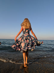 Summer Blues with flowers Dress in Cotton!