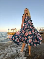 Summer Blues with flowers Dress in Cotton!