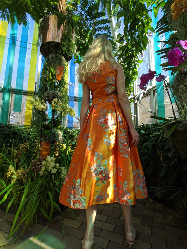 bright orange silk dress Mermaid Bright Orange Satin Dress